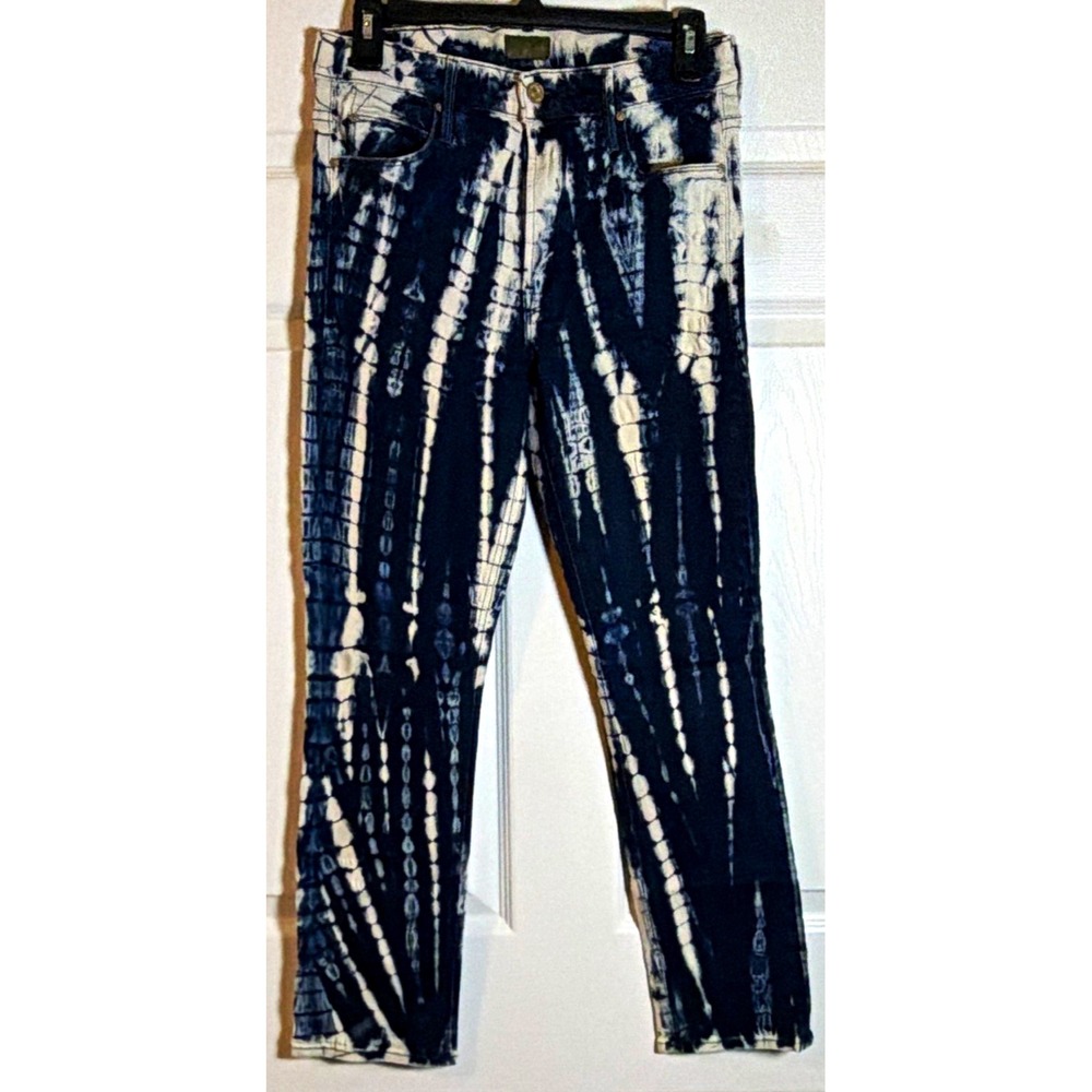 MOTHER Women's Size 27 Mid Rise Dazzler Ankle Tie-Dye Slim Stretch Denim Jeans